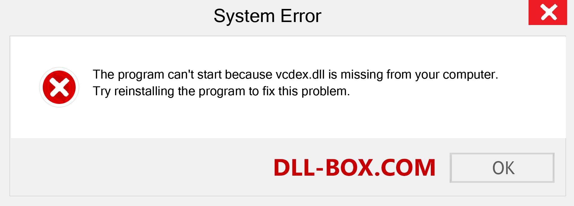  vcdex.dll file is missing?. Download for Windows 7, 8, 10 - Fix  vcdex dll Missing Error on Windows, photos, images